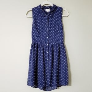 Olsenboye blue and white polka dot dress XS